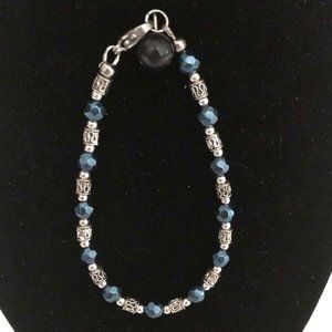 Silver plated Bead and Blue Glass Beaded Bracelet